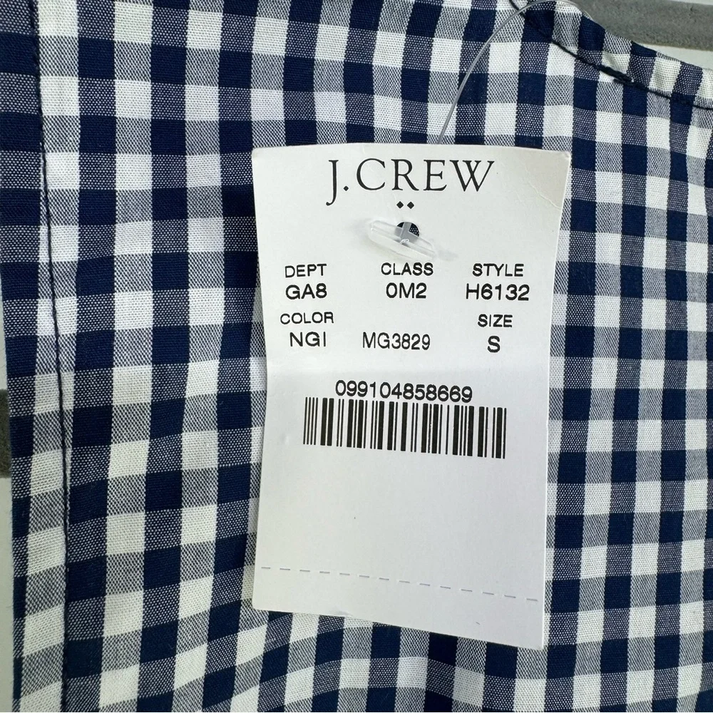NEW J. Crew cotton contrast terry gingham navy blue shell tank top size small - Picture 5 of 10